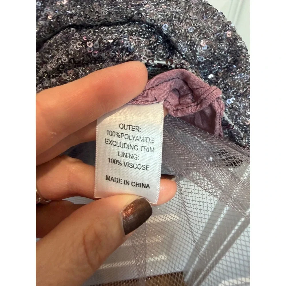 14.Ilovegorgeous Kids Mauve Purple Sequin Cap Sleeve Party Dress Size 6-7